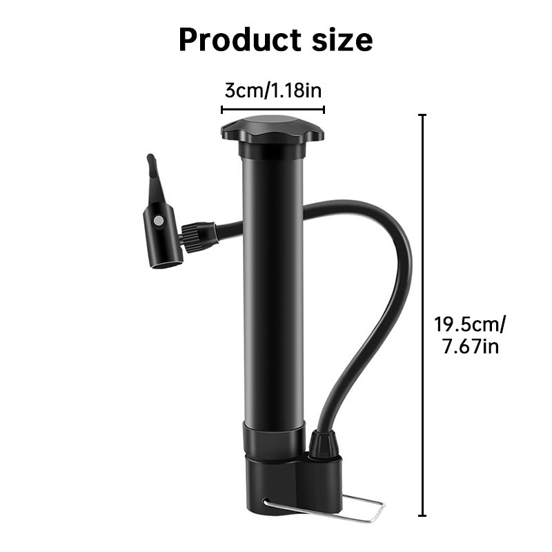 Portable Bike Pump - 80PSI Manual Inflator for Road & Mountain Bikes (Schrader Valve)