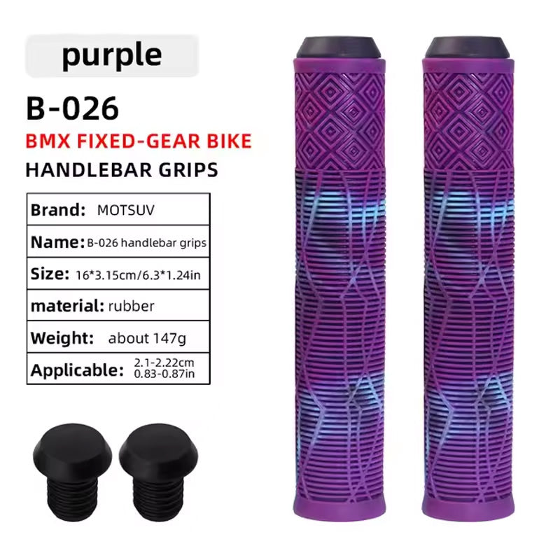 Soft Rubber Bike Handlebar Grips - 165MM for Bikes, Scooters & MTB with Colored Plugs