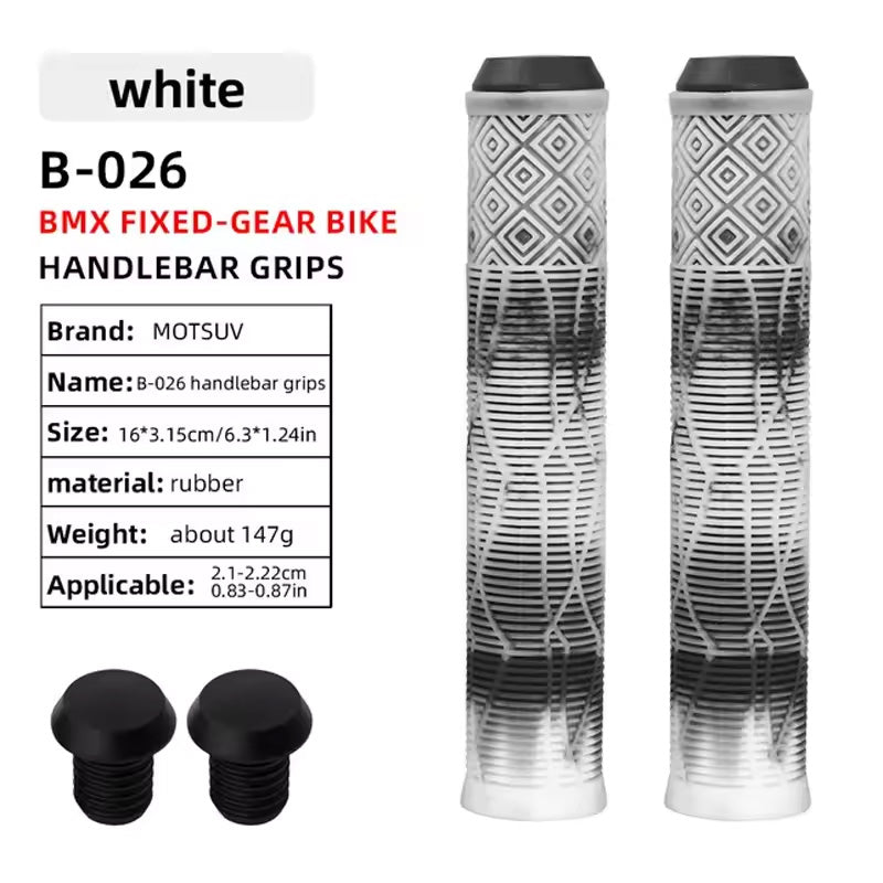 Soft Rubber Bike Handlebar Grips - 165MM for Bikes, Scooters & MTB with Colored Plugs