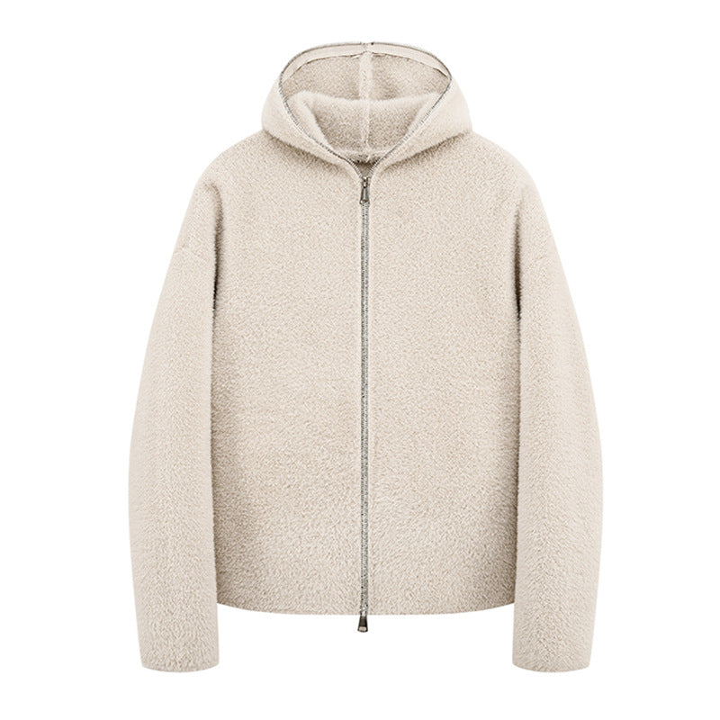 Unisex Hooded Zip-Up Sweater Loose Fit Soft and Warm Long Sleeve Casual Style