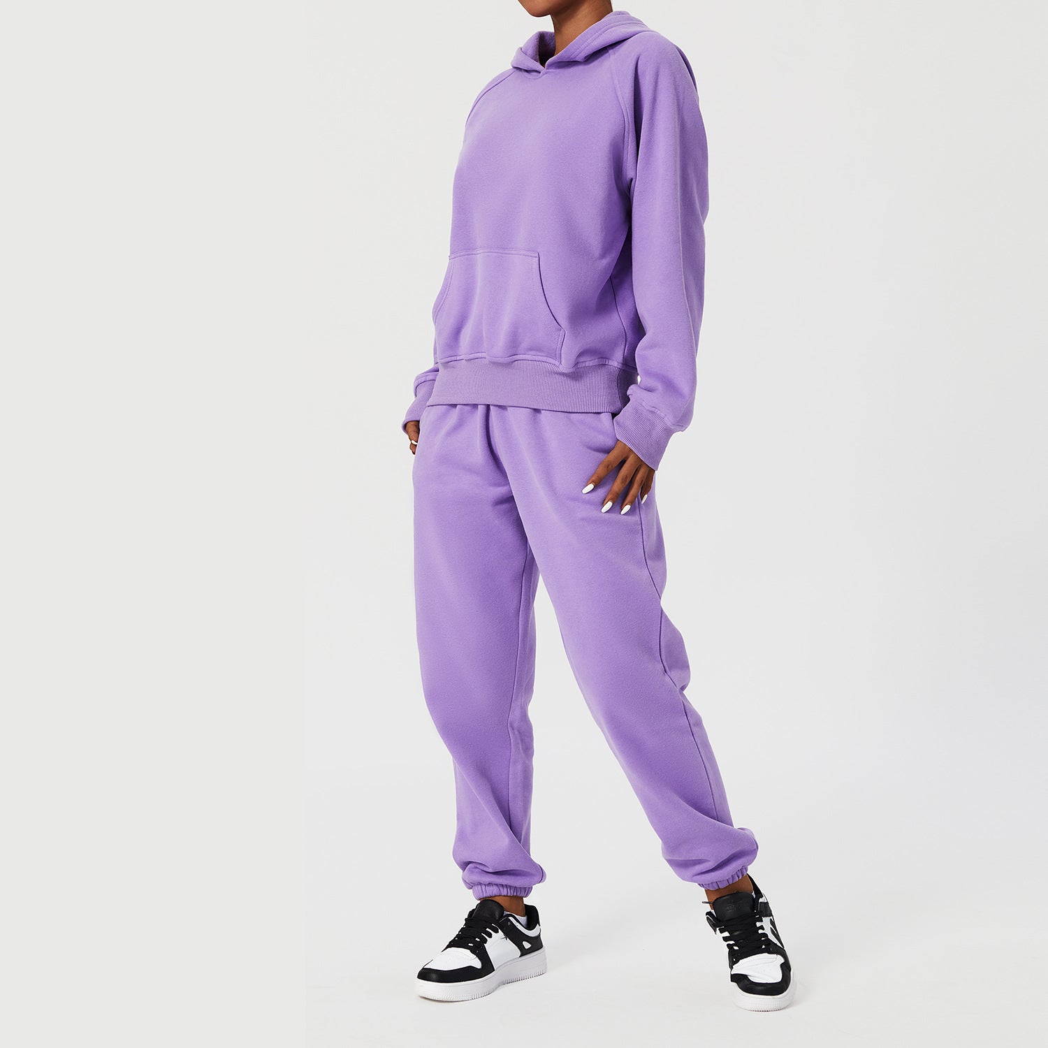 Women's Hooded Plush Sweater Set - Loose Fit Casual Outdoor Sport Set