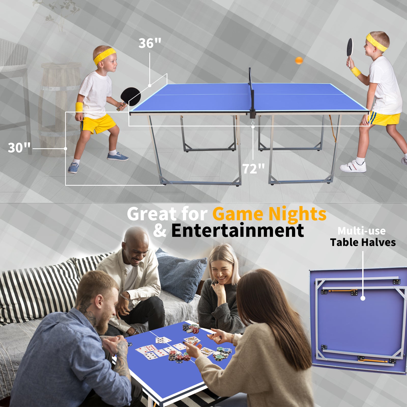 Official Standard Ping Pong Table - Foldable & Portable for Indoor & Outdoor Games