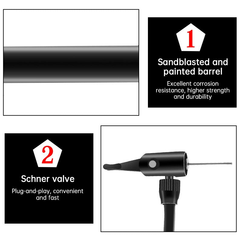 Portable Bike Pump - 80PSI Manual Inflator for Road & Mountain Bikes (Schrader Valve)