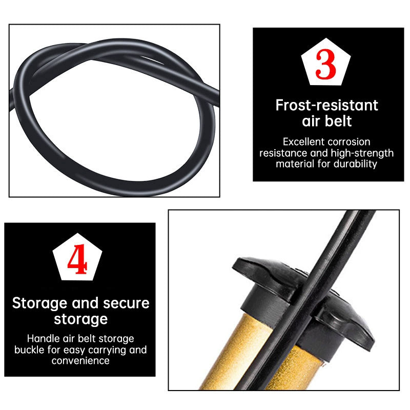 Portable Bike Pump - 80PSI Manual Inflator for Road & Mountain Bikes (Schrader Valve)