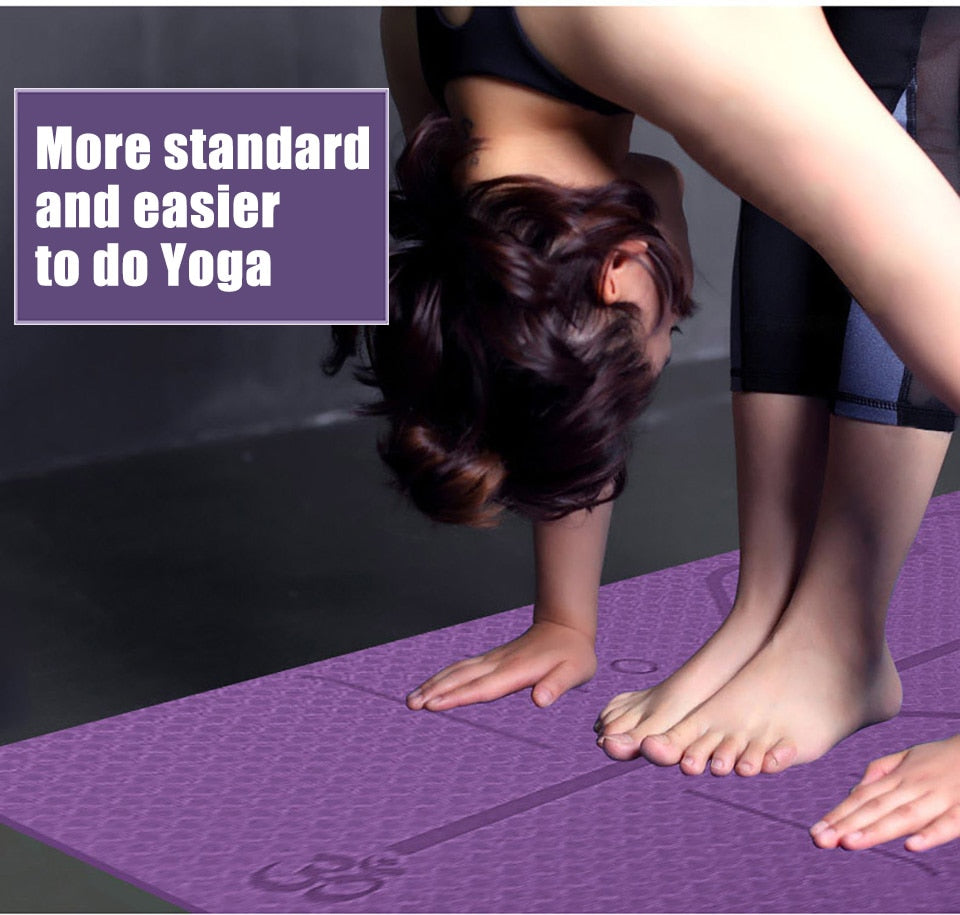 Premium Non-Slip Yoga Mat with Position Lines & Free Carry Bag
