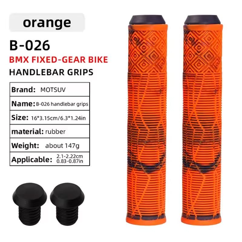 Soft Rubber Bike Handlebar Grips - 165MM for Bikes, Scooters & MTB with Colored Plugs