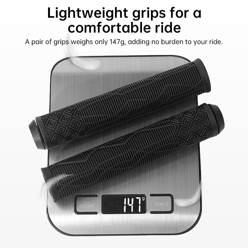 Soft Rubber Bike Handlebar Grips - 165MM for Bikes, Scooters & MTB with Colored Plugs