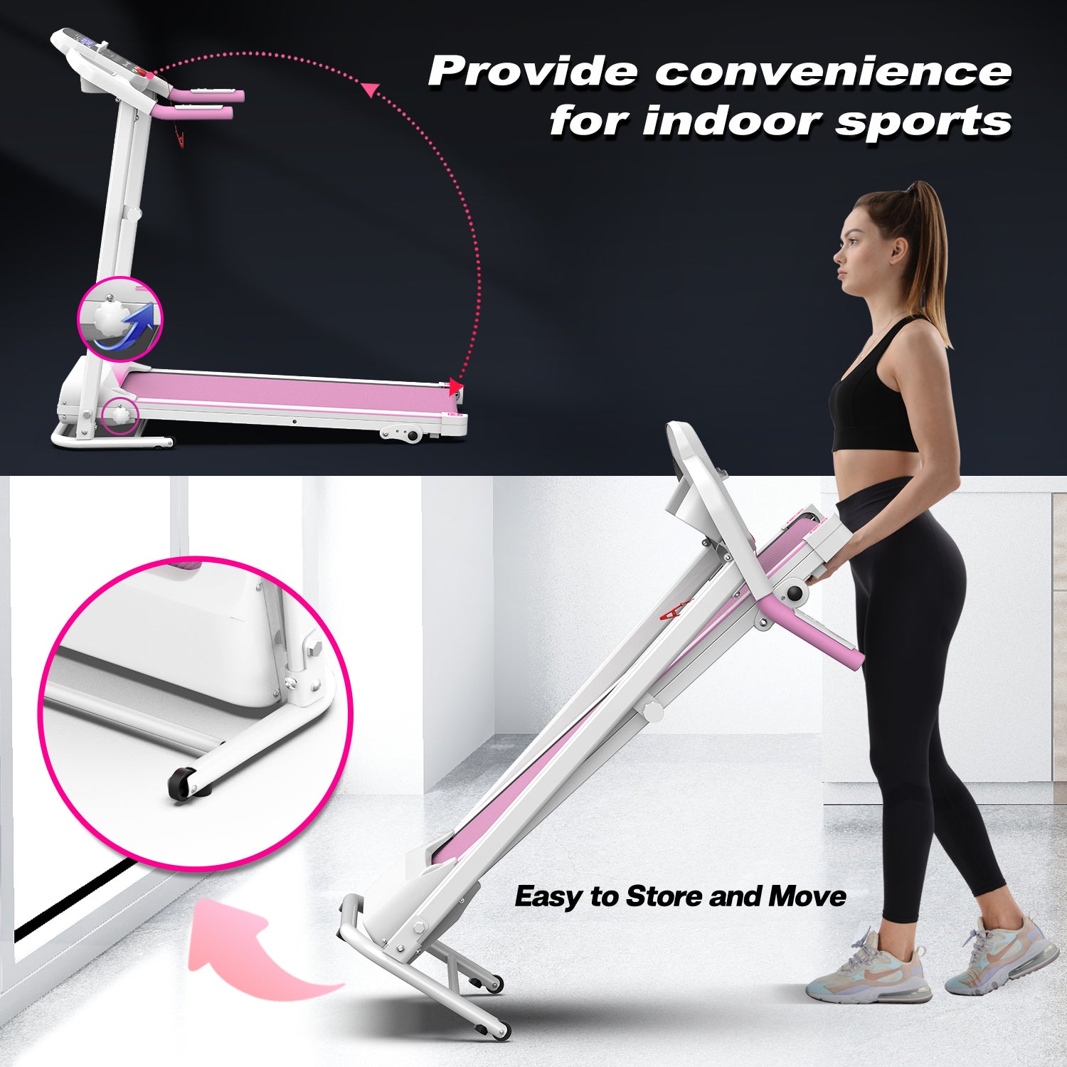 Foldable Treadmill 2.5HP - Home Gym Running & Walking Machine (265 LBS Capacity)