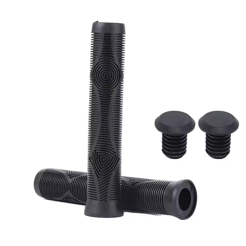 Soft Rubber Bike Handlebar Grips - 165MM for Bikes, Scooters & MTB with Colored Plugs