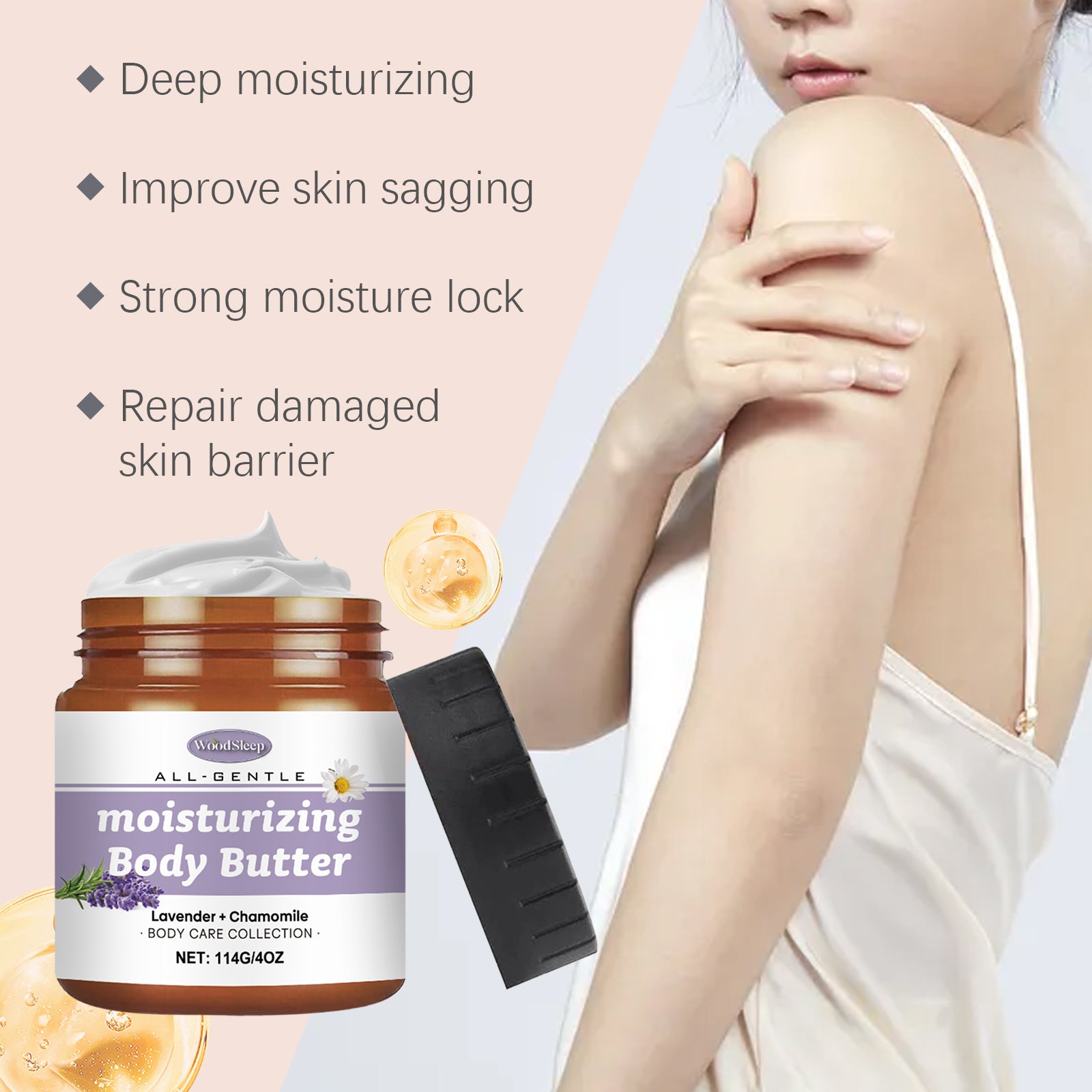 WoodSleep Lavender And Chamomile Body Butter Moisturizer Deeply Hydrates And Moisturizes